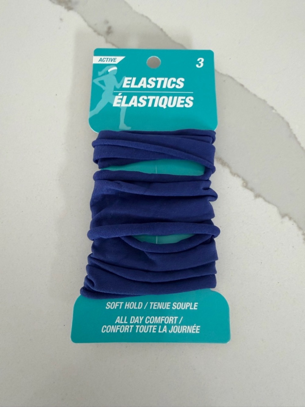 Active USA Elastic Hair Bands - Deep Blue, Set of 3
